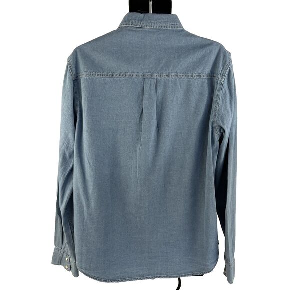 New True Religion Men's Sz Large Chambray Western Pearl Snap Shirt Blue NWT $99 - Picture 7 of 7